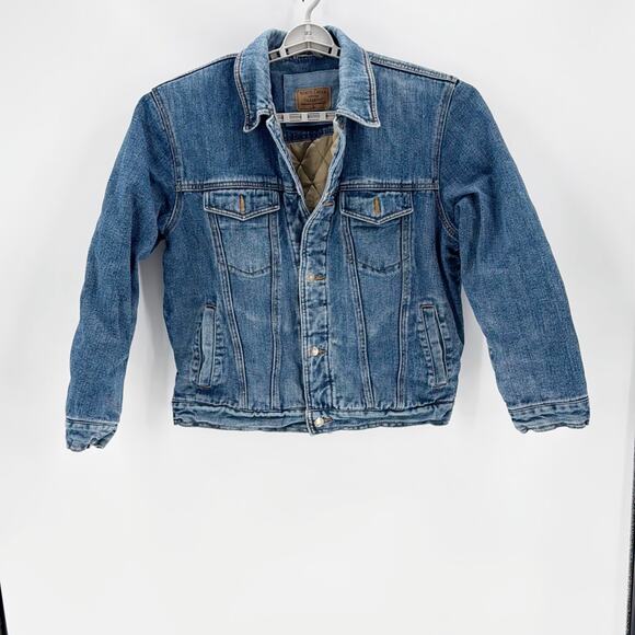 Vintage North Creek Traders denim insulated quilted jacket size L western farm